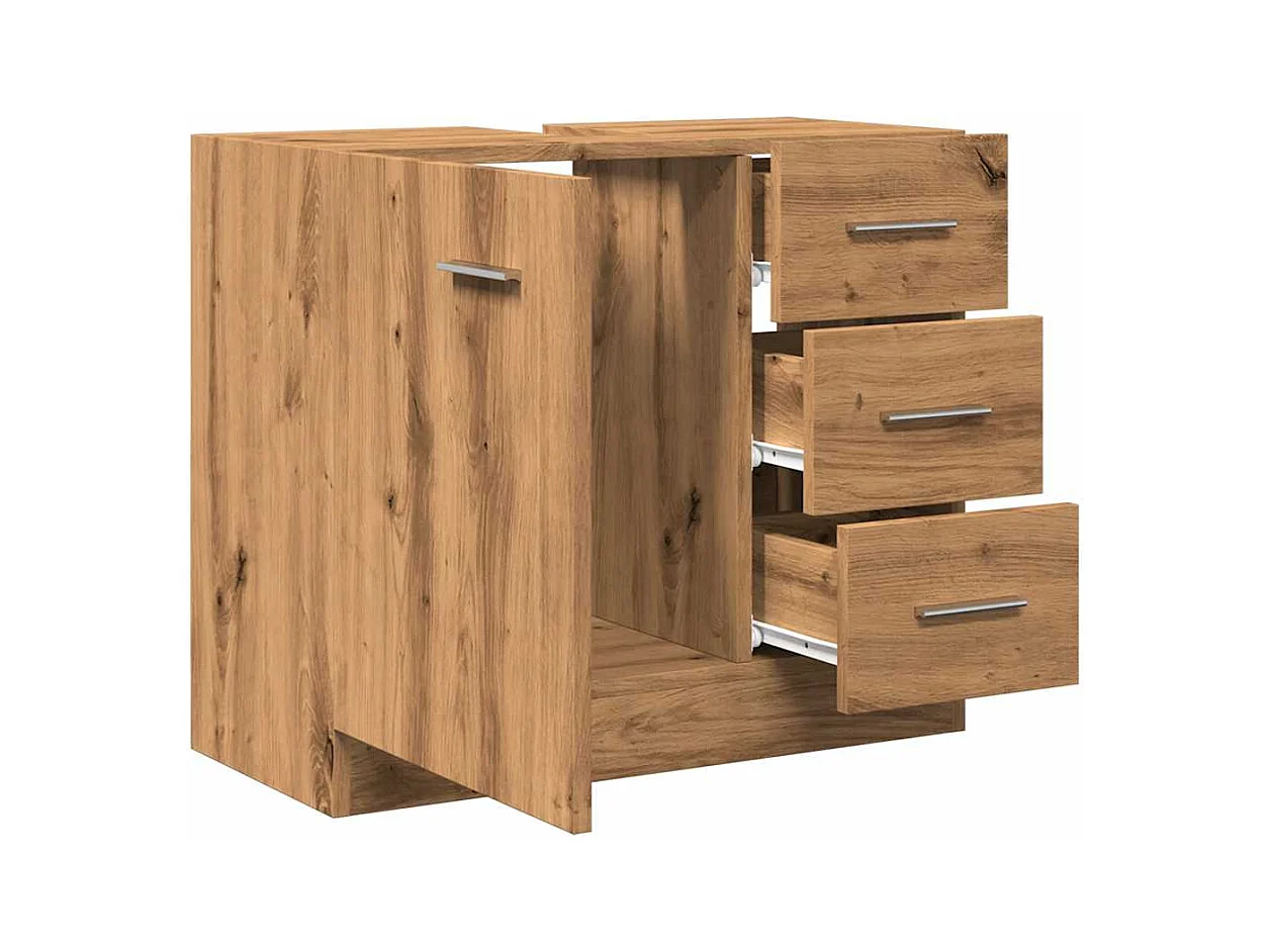 Mueble lavabo de roble artesanal 63x30x54 cm madera de ingeniería