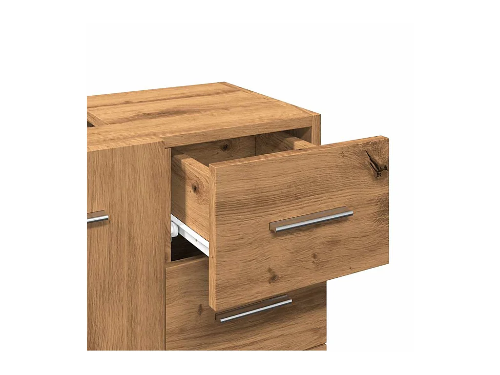 Mueble lavabo de roble artesanal 63x30x54 cm madera de ingeniería