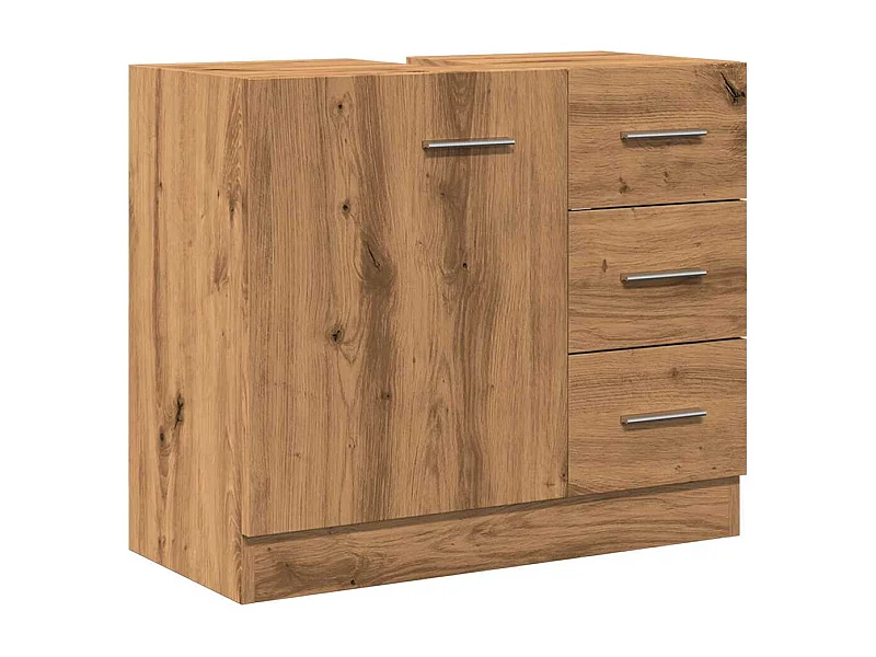 Mobile lavabo in rovere fatto a mano 63x30x54 cm in legno ingegnerizzato