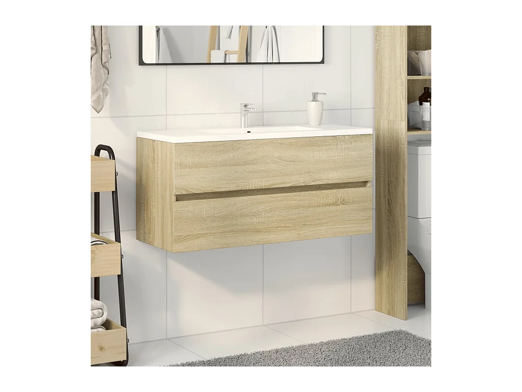 Sonoma eiken badkamer wastafelkast 100x38,5x45 cm