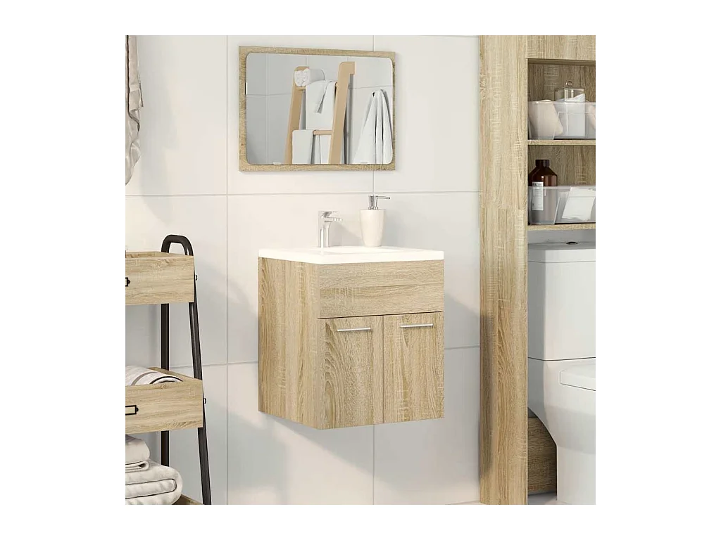 Armoire lavabo de salle de bain chêne sonoma 41x38,5x46 cm
