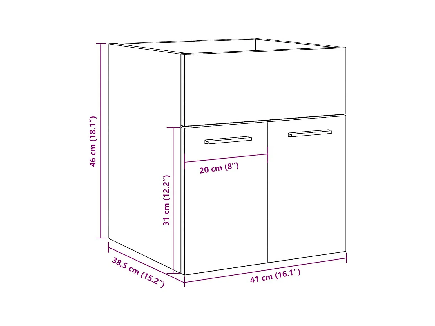 Armoire lavabo de salle de bain chêne sonoma 41x38,5x46 cm