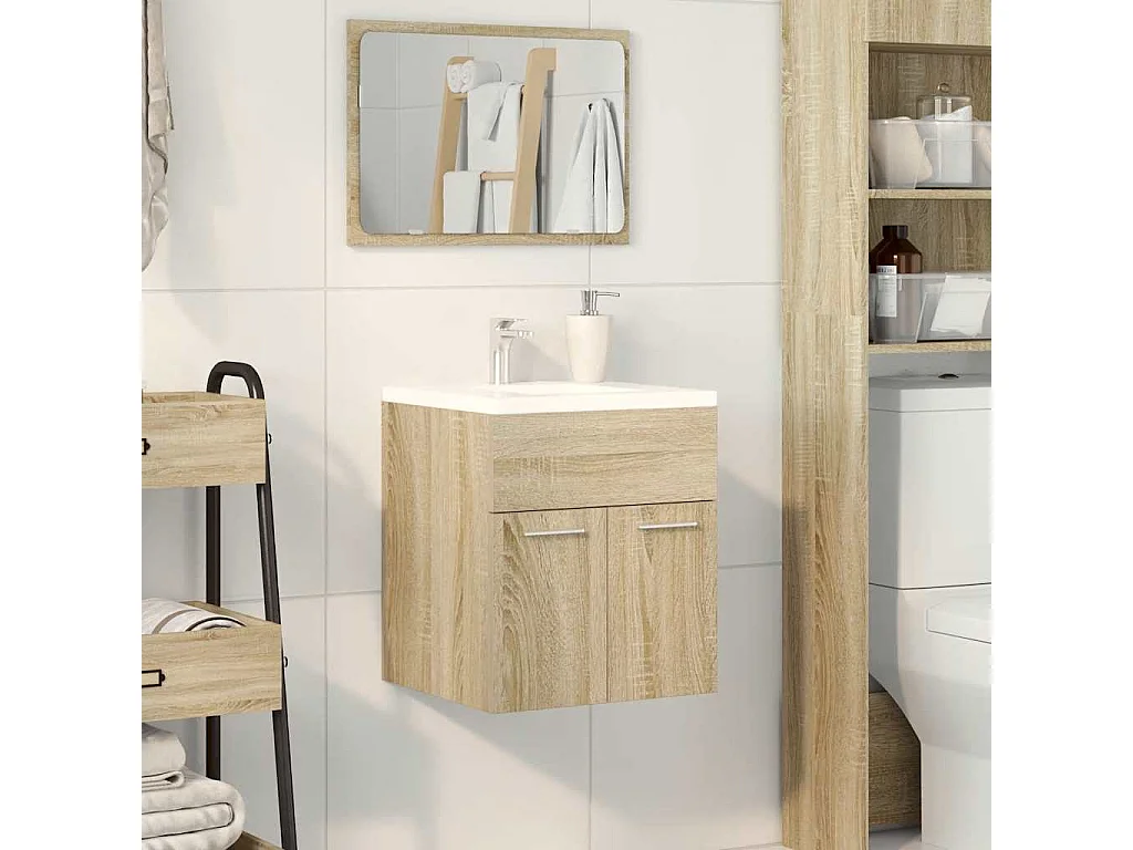 Armoire lavabo de salle de bain chêne sonoma 41x38,5x46 cm