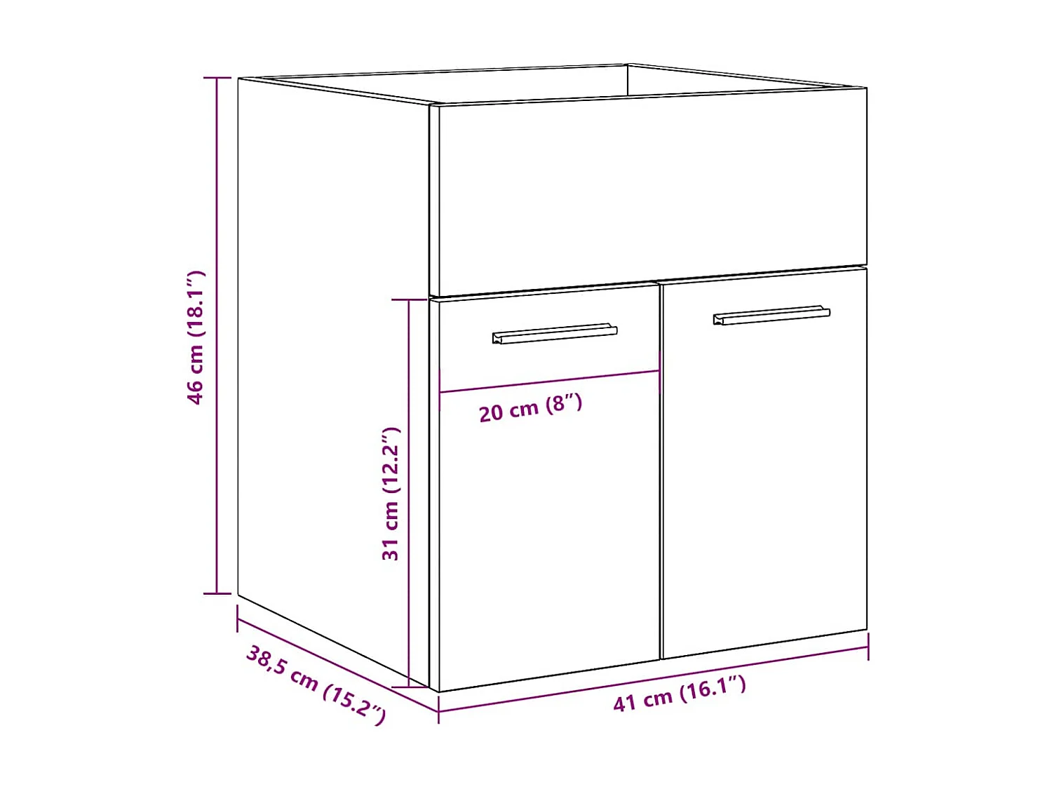Armoire lavabo de salle de bain chêne sonoma 41x38,5x46 cm