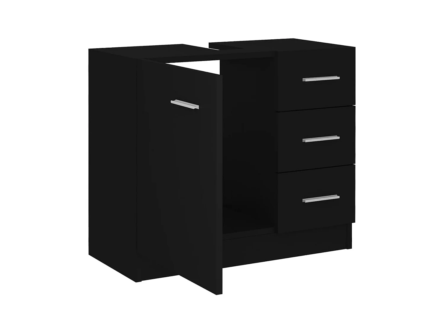 Zwarte spoelbakkast 63x30x54 cm bewerkt hout