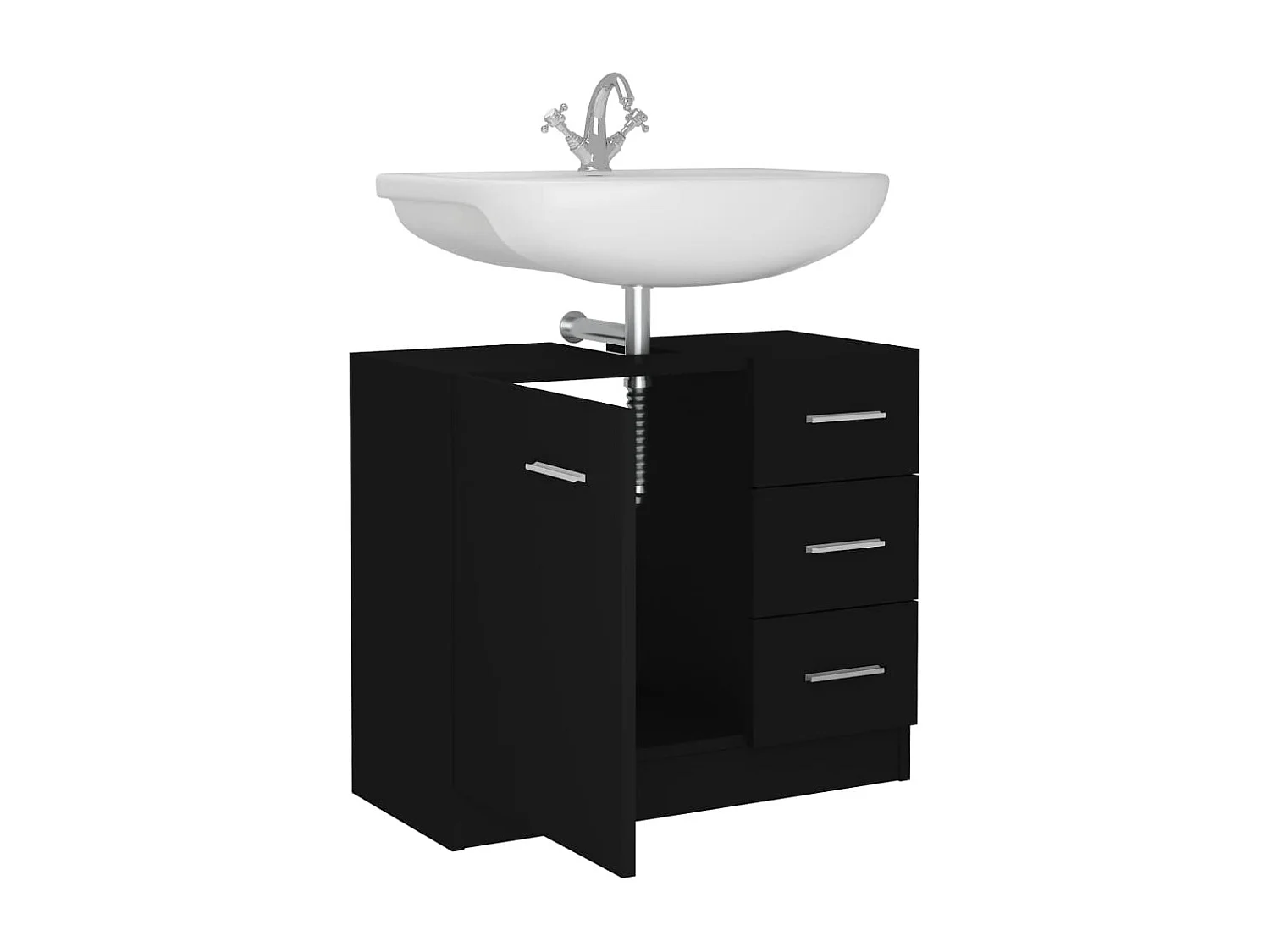 Mueble para lavabo negro de 63 x 30 x 54 cm de madera de ingeniería
