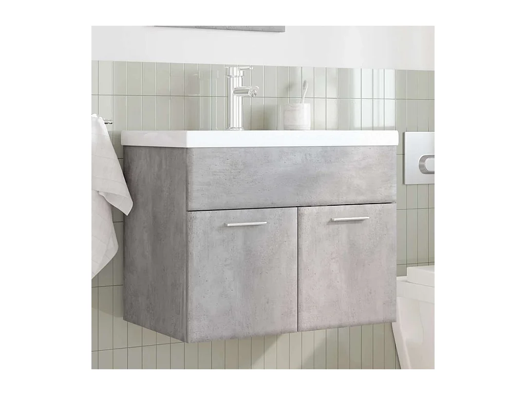 Badkamer wastafelmeubel met geïntegreerde waskom in betongrijs