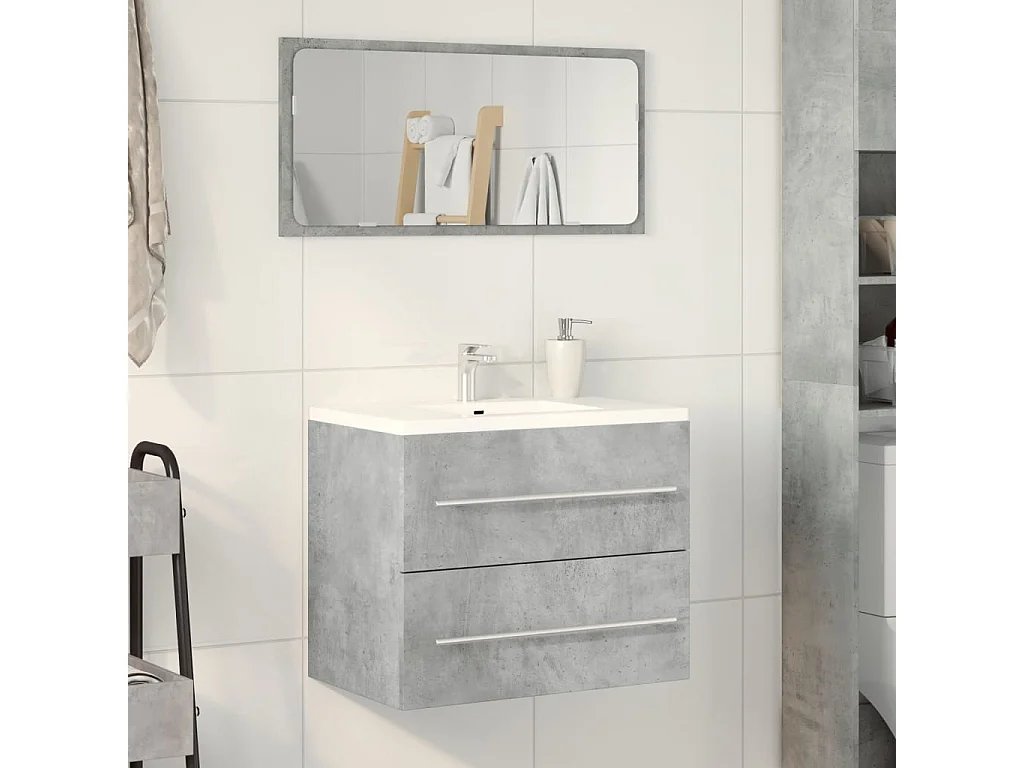 Mobile lavabo grigio cemento 60x38,5x48 cm in truciolare