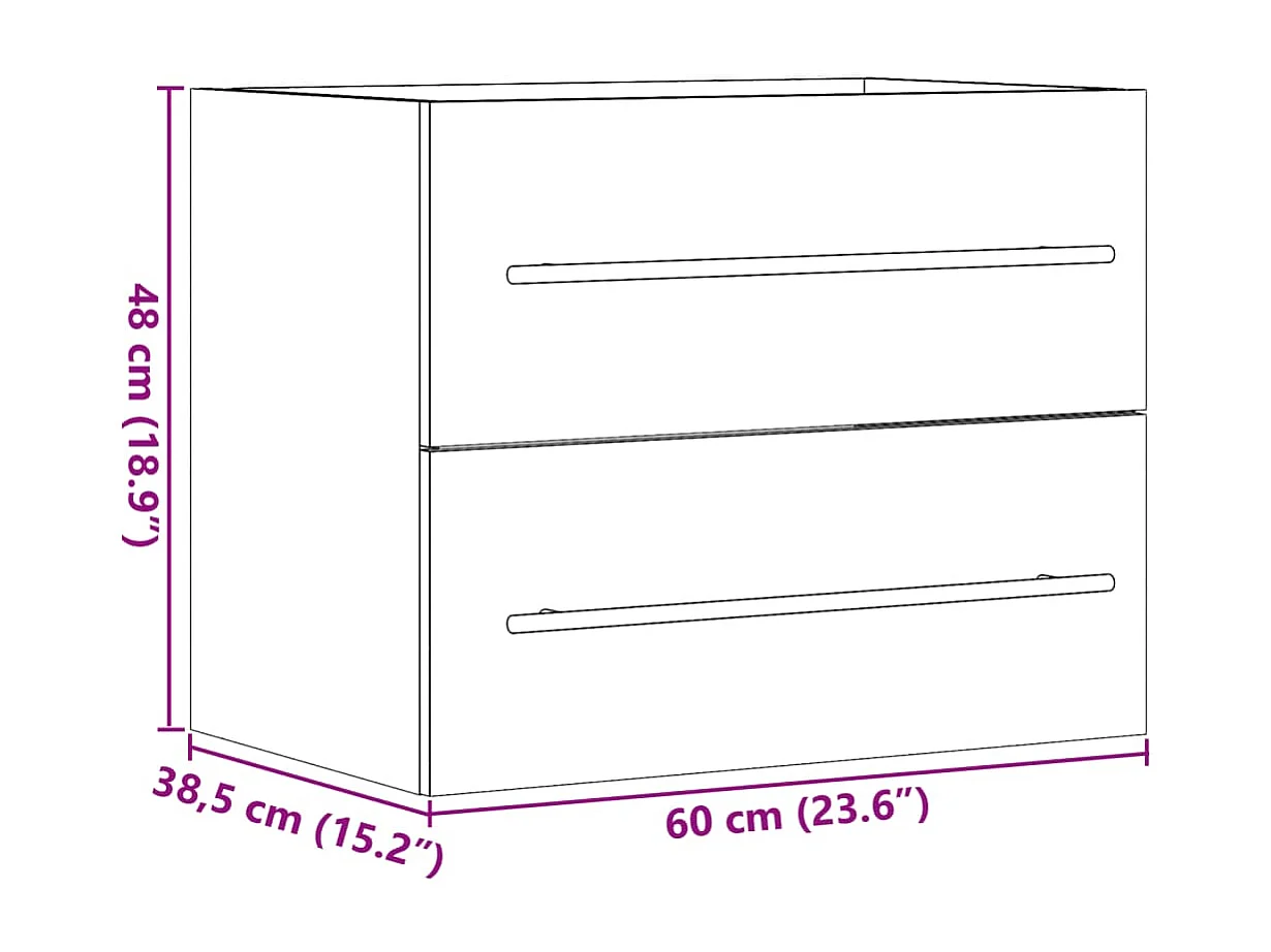 Mobile lavabo grigio cemento 60x38,5x48 cm in truciolare