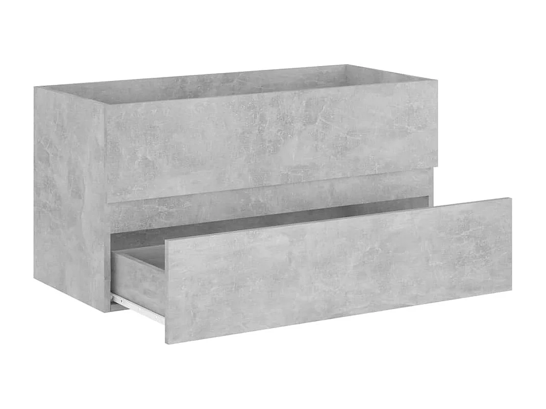 Betongrijze spoelbakkast 90x38,5x45 cm bewerkt hout