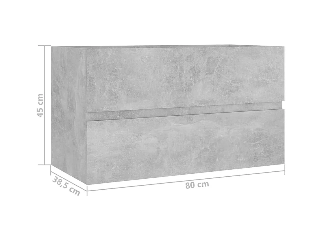 Betongrijze spoelbakkast 80x38,5x45 cm bewerkt hout