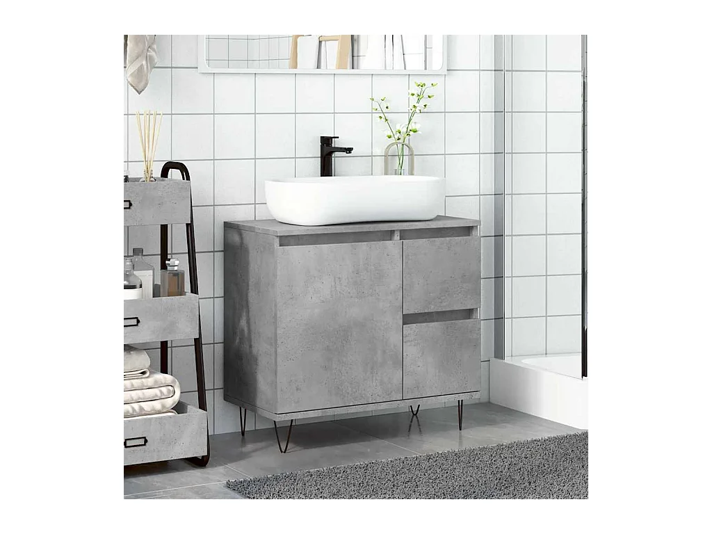 Betongrijs badkamer wastafelmeubel 65x33x60 cm