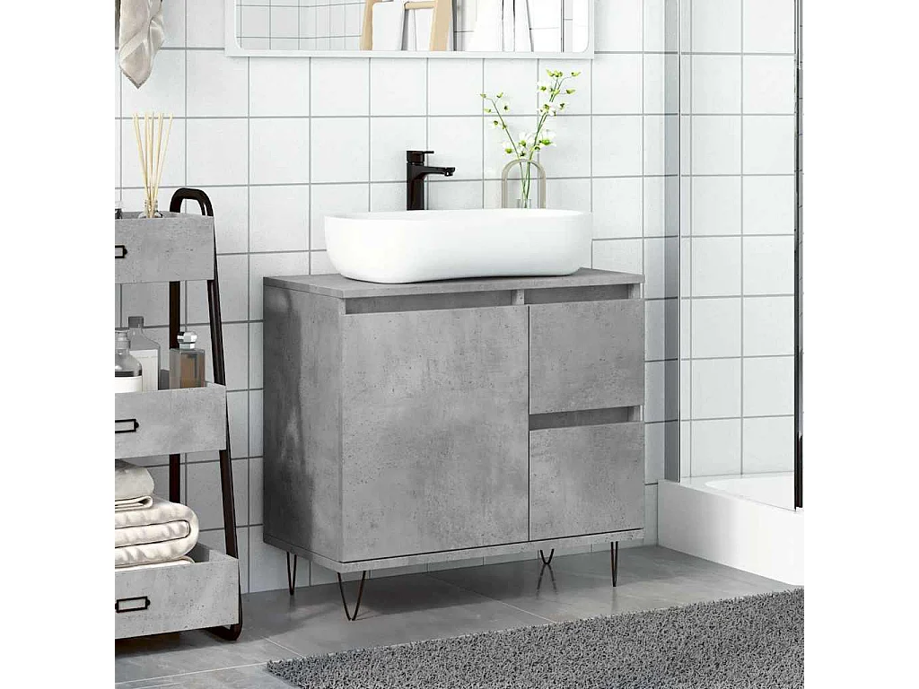 Mobile lavabo da bagno grigio cemento 65x33x60 cm