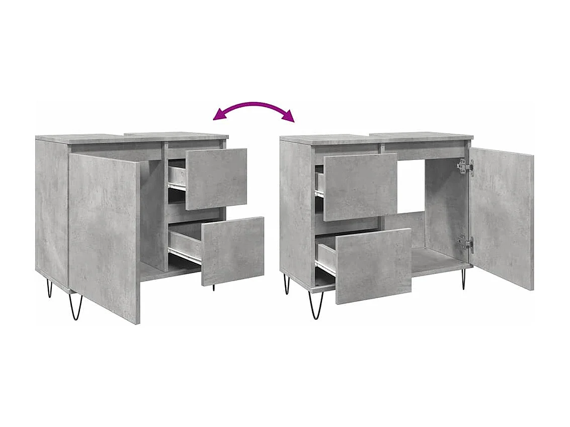 Mobile lavabo da bagno grigio cemento 65x33x60 cm