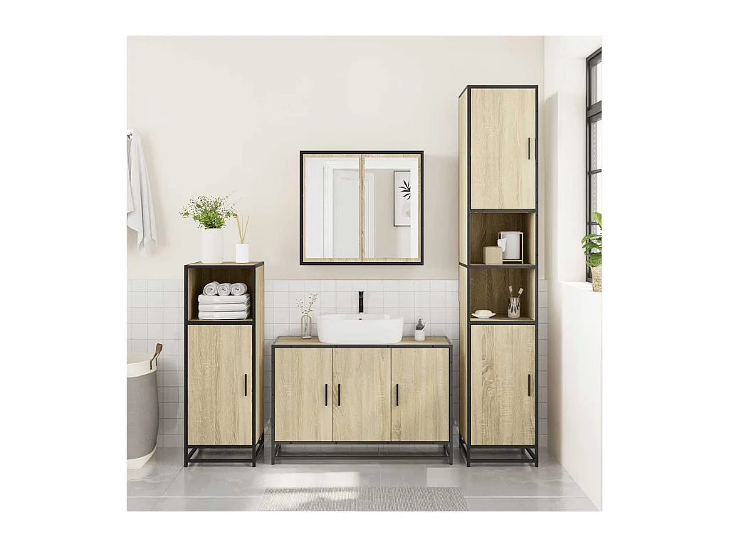 Mobile lavabo da bagno in rovere Sonoma 90x33x60 cm