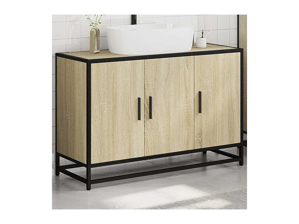 Mobile lavabo da bagno in rovere Sonoma 90x33x60 cm