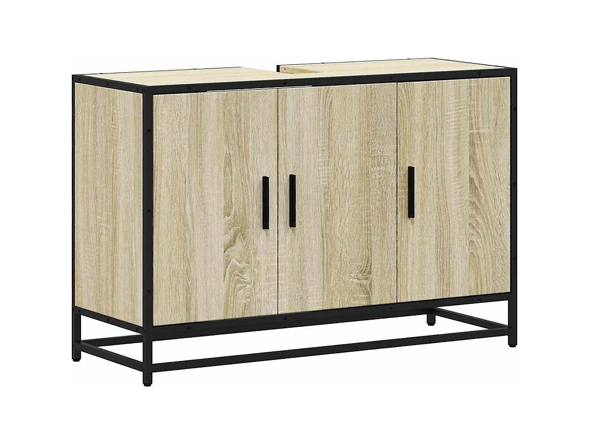 Armoire de lavabo de salle de bain chêne sonoma 90x33x60 cm