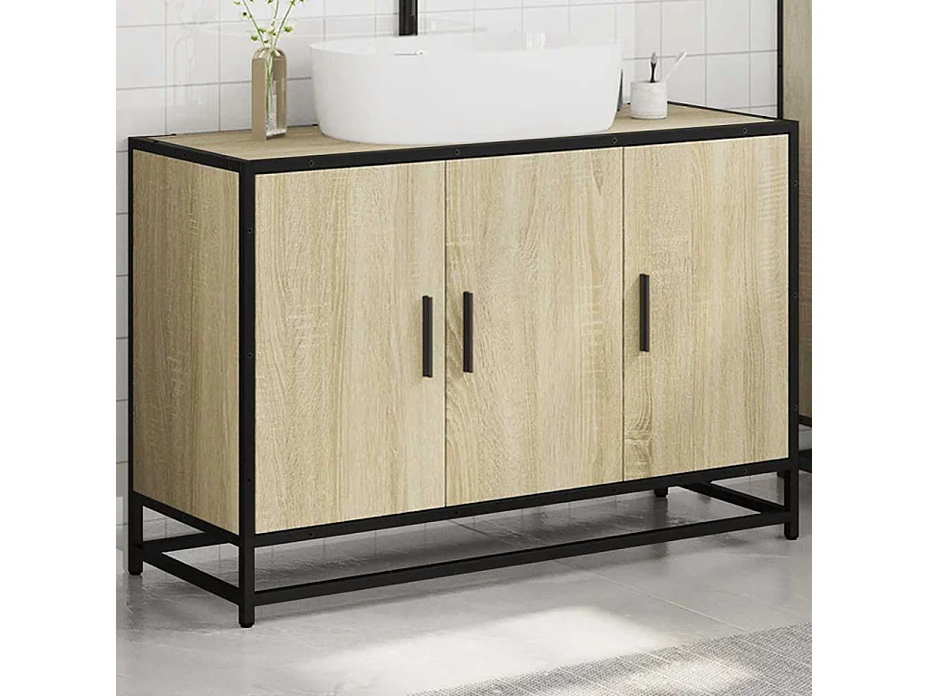 Armoire de lavabo de salle de bain chêne sonoma 90x33x60 cm