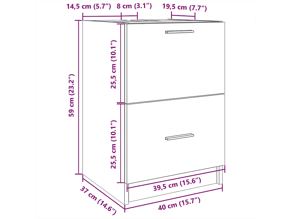 Mueble lavabo Sonoma gris 40x37x59 cm madera de ingeniería