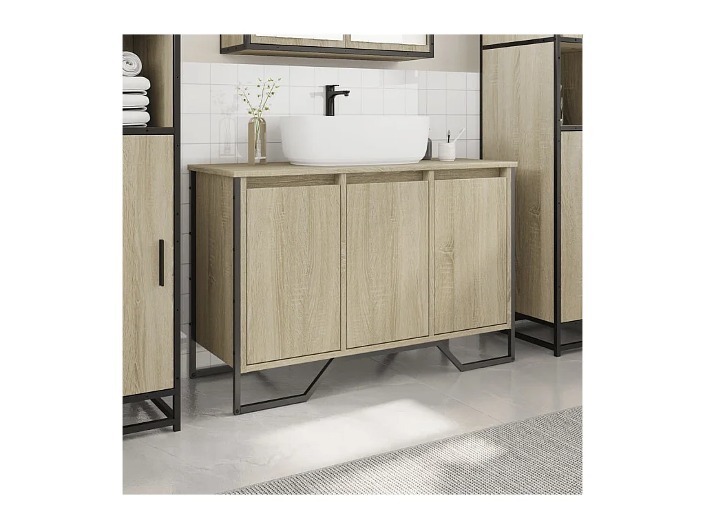 Mobile lavabo da bagno in rovere Sonoma 91x35x60 cm