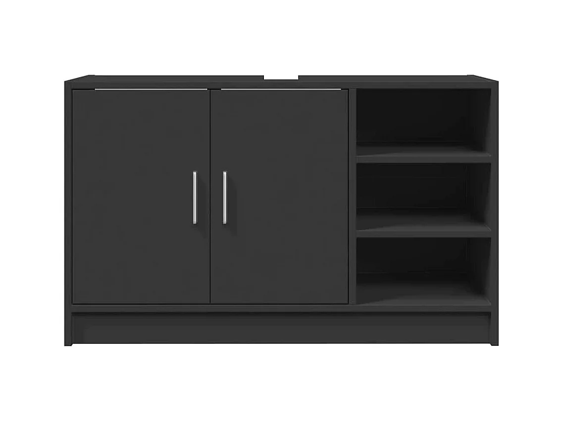 Zwarte wastafelkast 90x29x55 cm bewerkt hout
