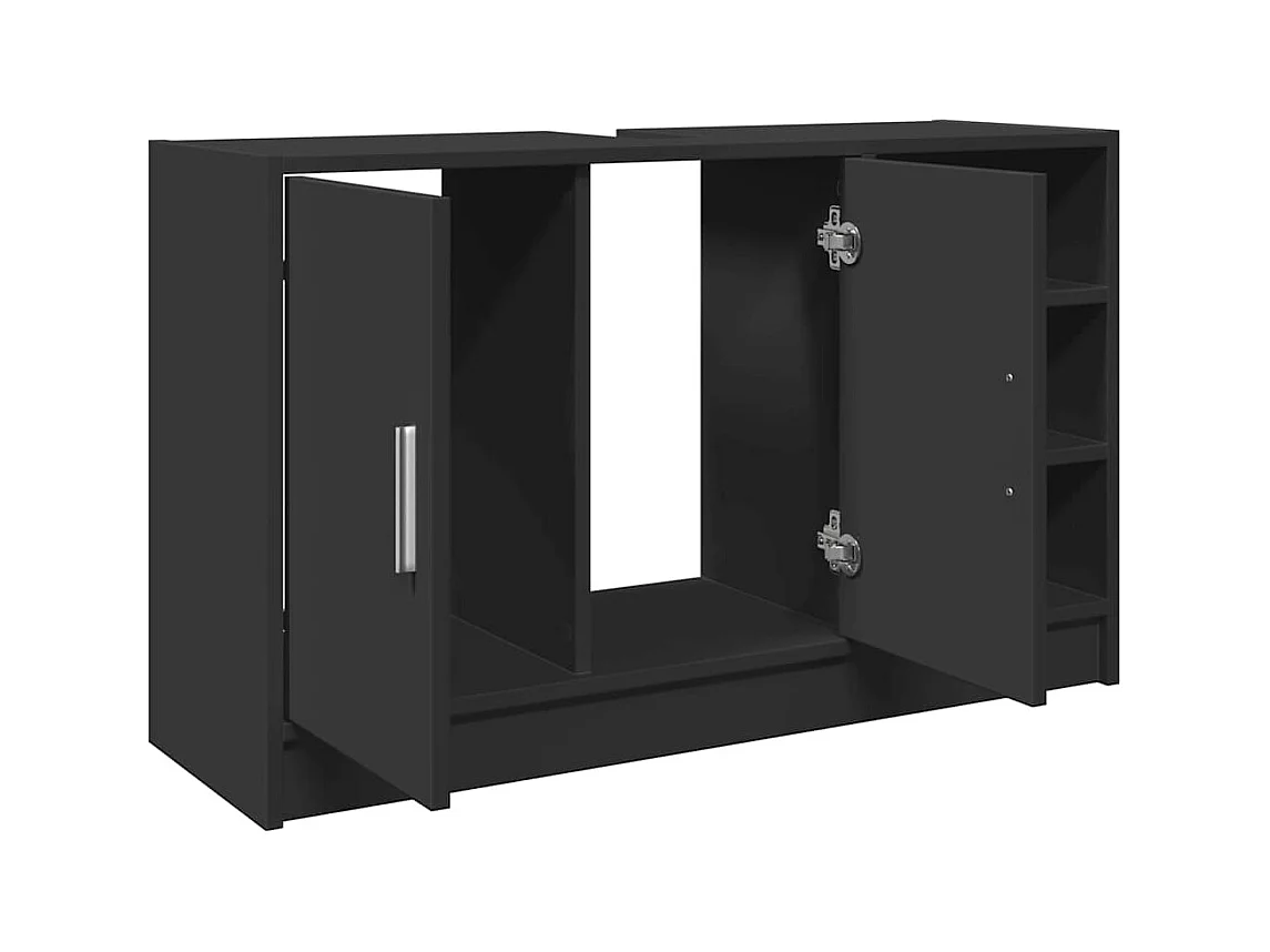 Zwarte wastafelkast 90x29x55 cm bewerkt hout