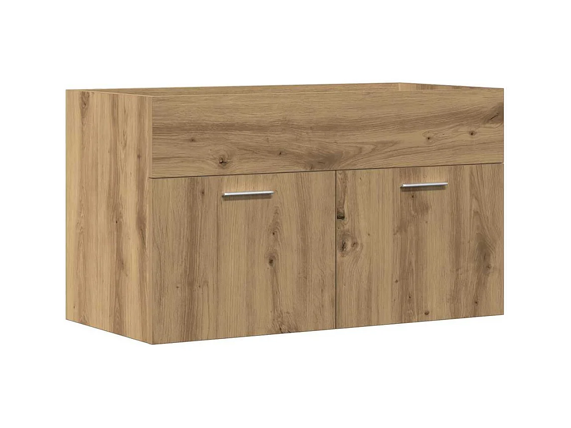 Armoire lavabo de salle de bain chêne artisanal bois ingénierie