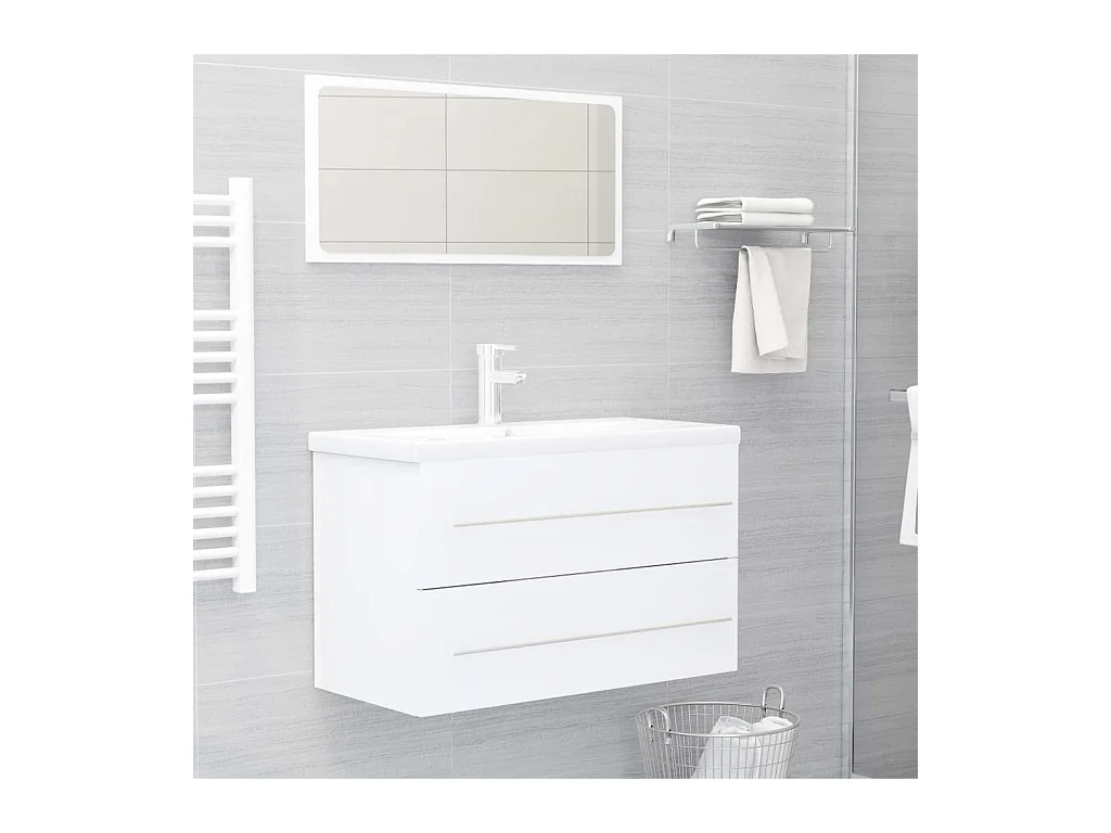 Mueble para lavabo blanco de 80 x 38,5 x 48 cm de madera de ingeniería
