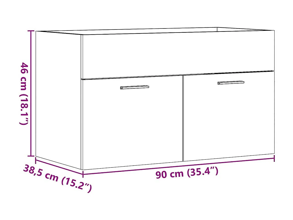 Armoire de lavabo de salle de bain gris béton bois d'ingénierie