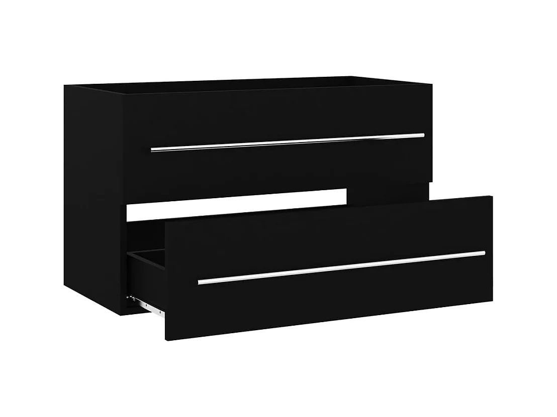 Zwarte spoelbakkast 80x38,5x48 cm bewerkt hout