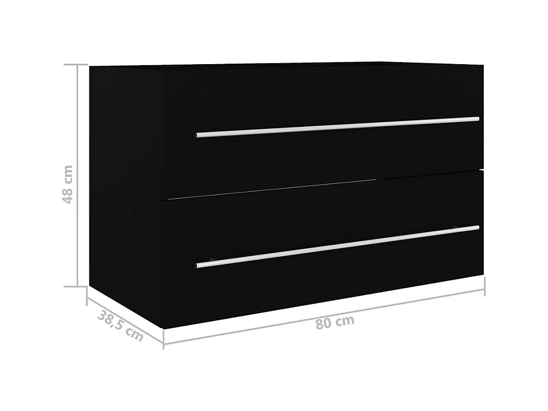 Zwarte spoelbakkast 80x38,5x48 cm bewerkt hout