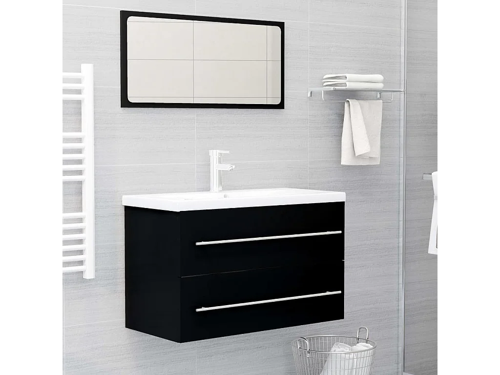 Mobile lavabo nero 80x38,5x48 cm in legno ingegnerizzato