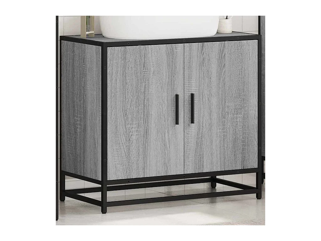 Armoire de lavabo de salle de bain sonoma gris 65x33x60 cm