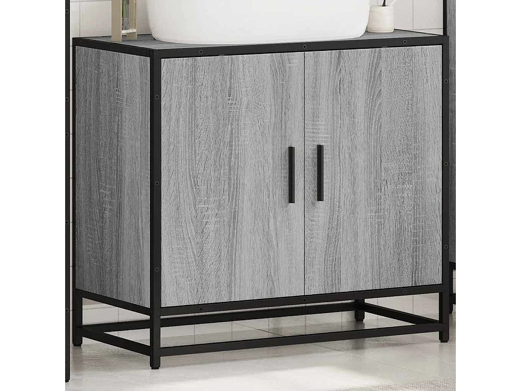 Armoire de lavabo de salle de bain sonoma gris 65x33x60 cm