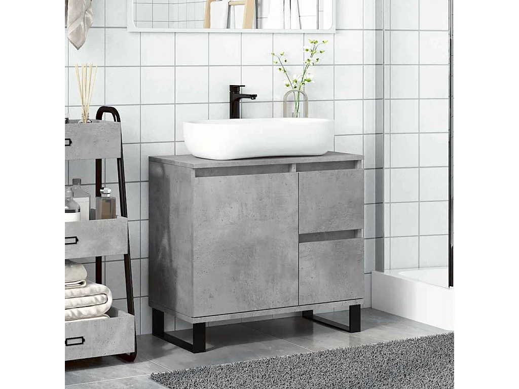 Betongrijs badkamer wastafelmeubel 65x33x60 cm