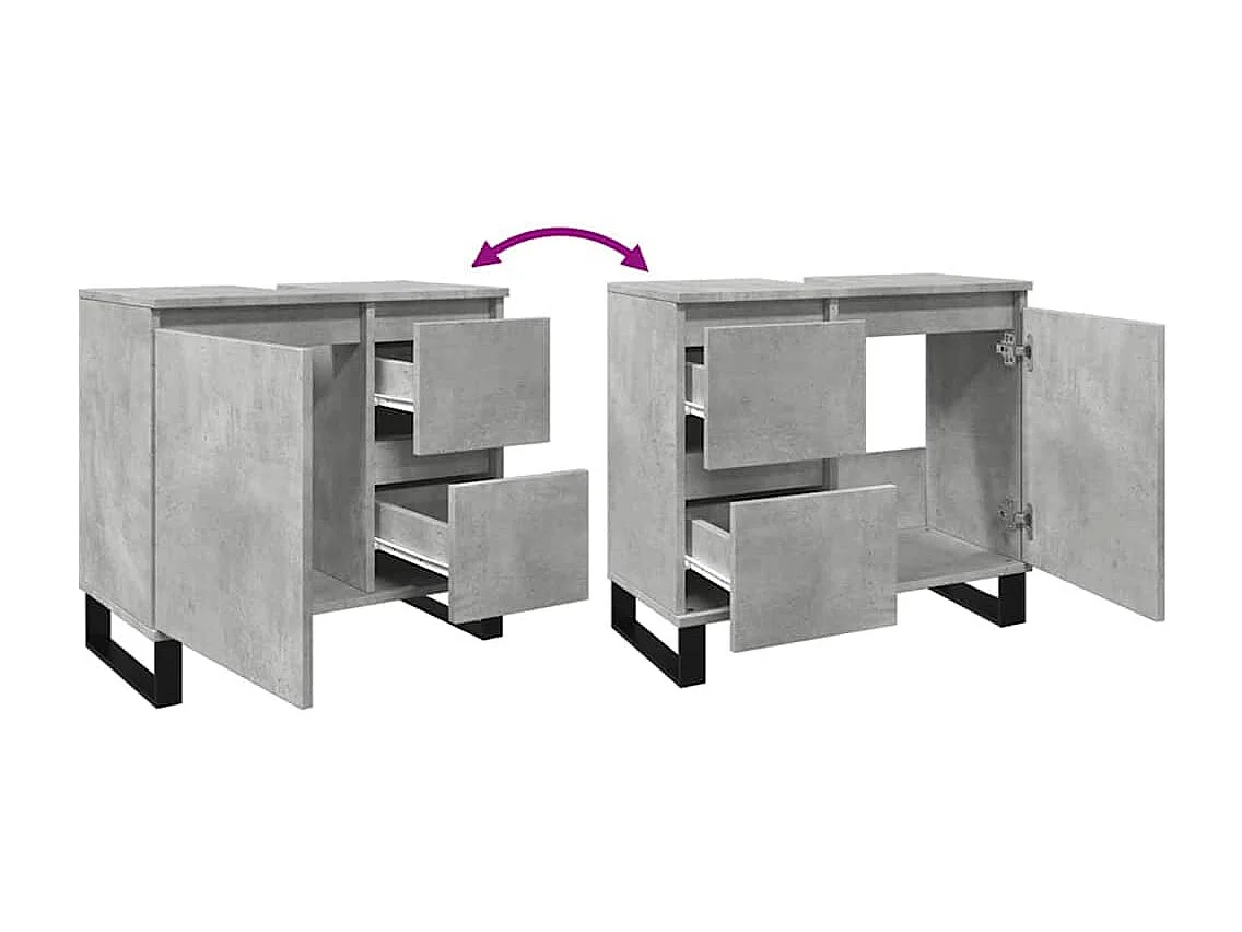 Betongrijs badkamer wastafelmeubel 65x33x60 cm