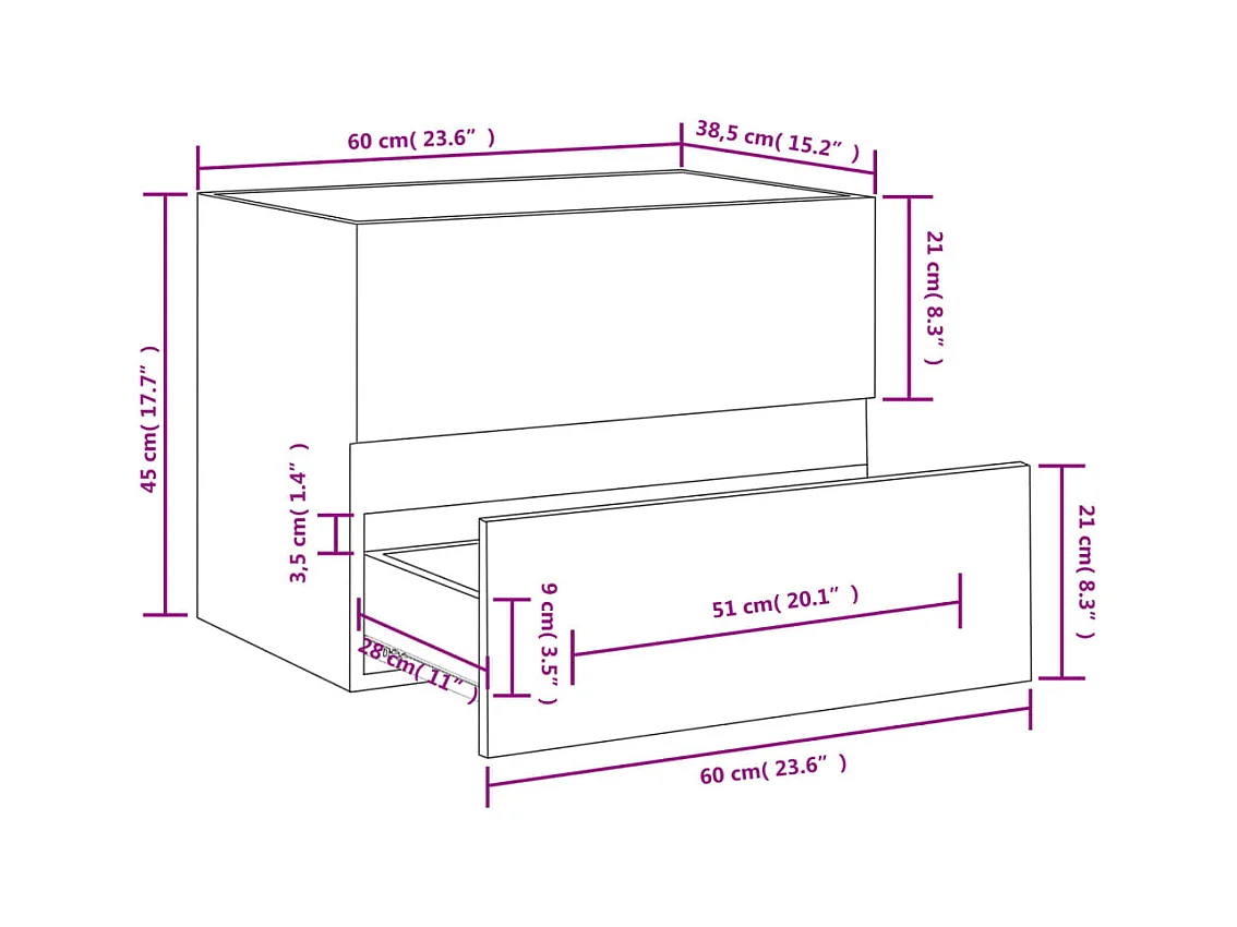 Sonoma Grey Spoelbakkast 60x38,5x45 cm Technisch hout