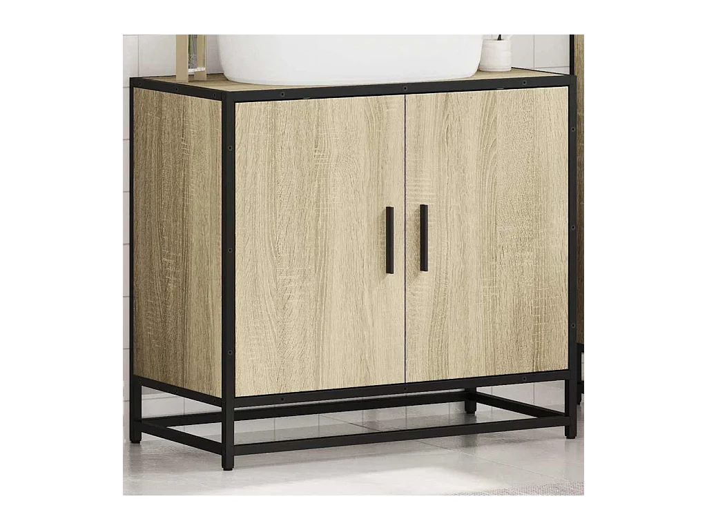 Armoire lavabo de salle de bain chêne sonoma bois d'ingénierie