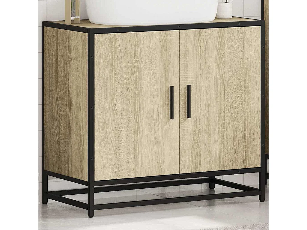 Armoire lavabo de salle de bain chêne sonoma bois d'ingénierie
