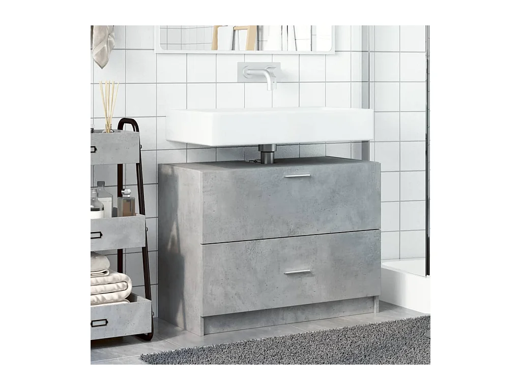 Mobile lavabo grigio cemento 78x37x59 cm in legno ingegnerizzato