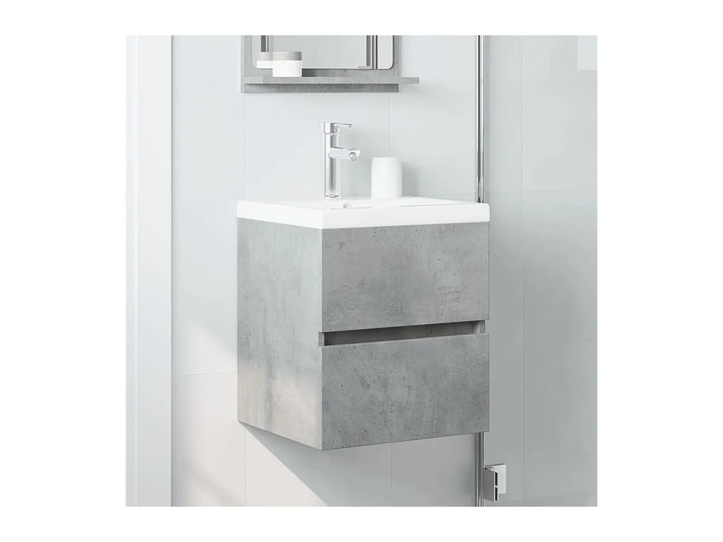 Betongrijze spoelbakkast 41x38,5x45 cm bewerkt hout