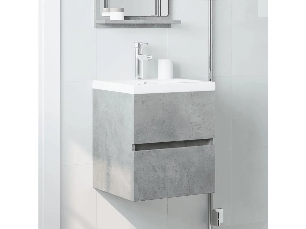 Betongrijze spoelbakkast 41x38,5x45 cm bewerkt hout