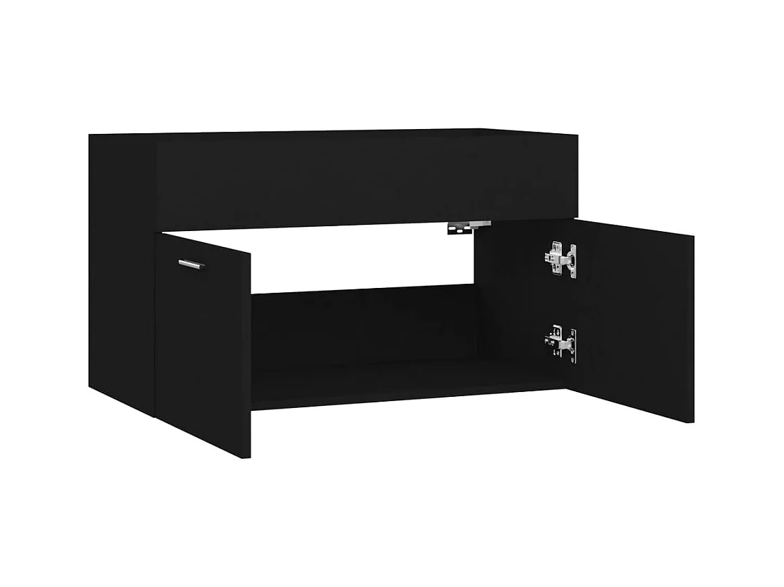 Zwarte spoelbakkast 80x38,5x46 cm bewerkt hout