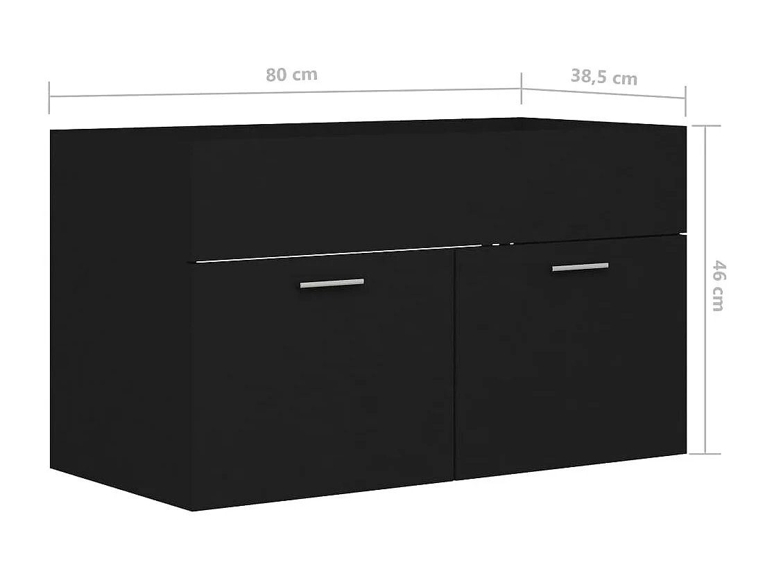 Mobile lavabo nero 80x38,5x46 cm in legno ingegnerizzato