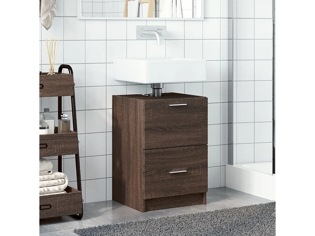 Mueble lavabo roble marrón 40x37x59 cm madera de ingeniería