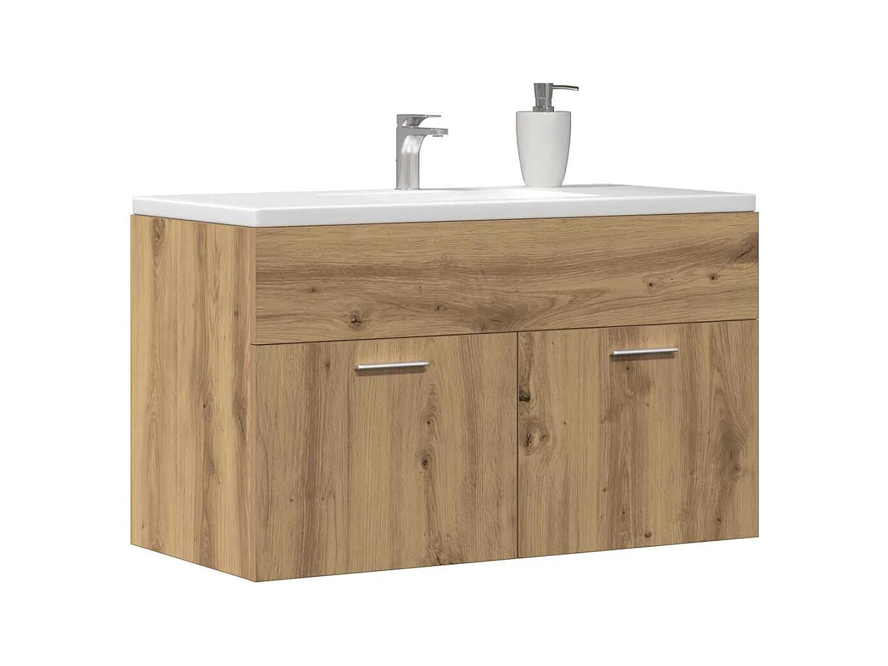 Badkamer wastafelkast handgemaakt eikenhout