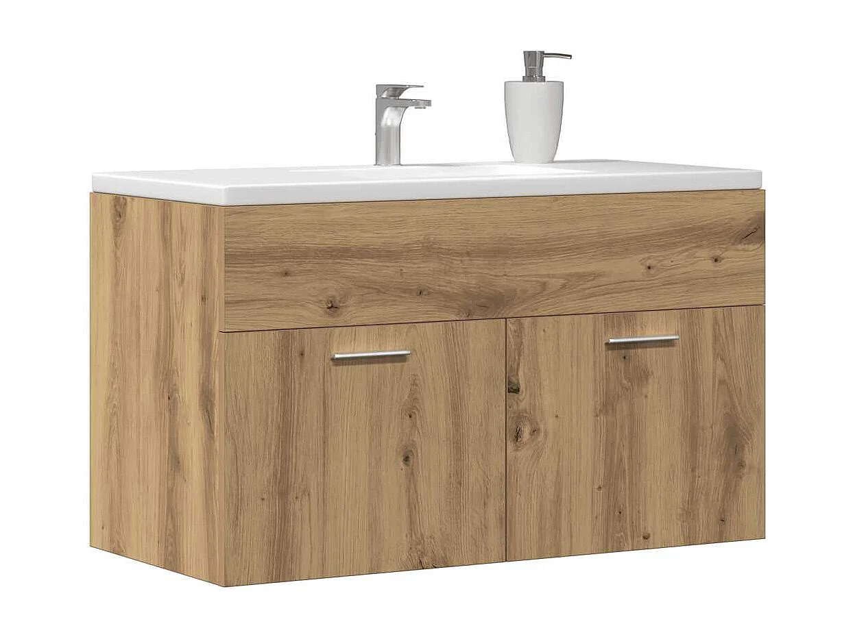 Badkamer wastafelkast handgemaakt eikenhout