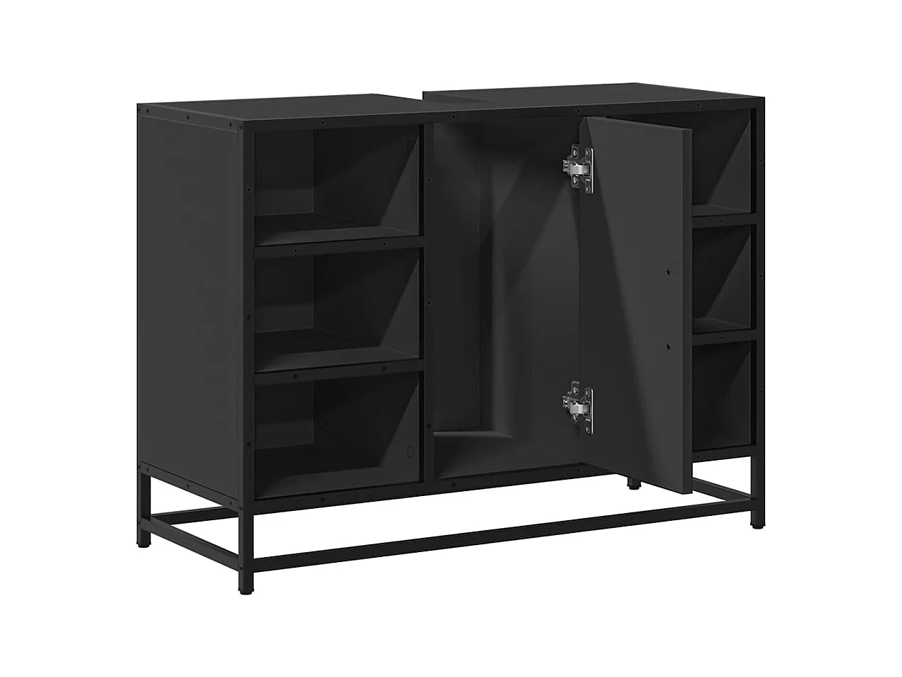 Armoire lavabo de salle de bain noir 80x33x60cm bois ingénierie