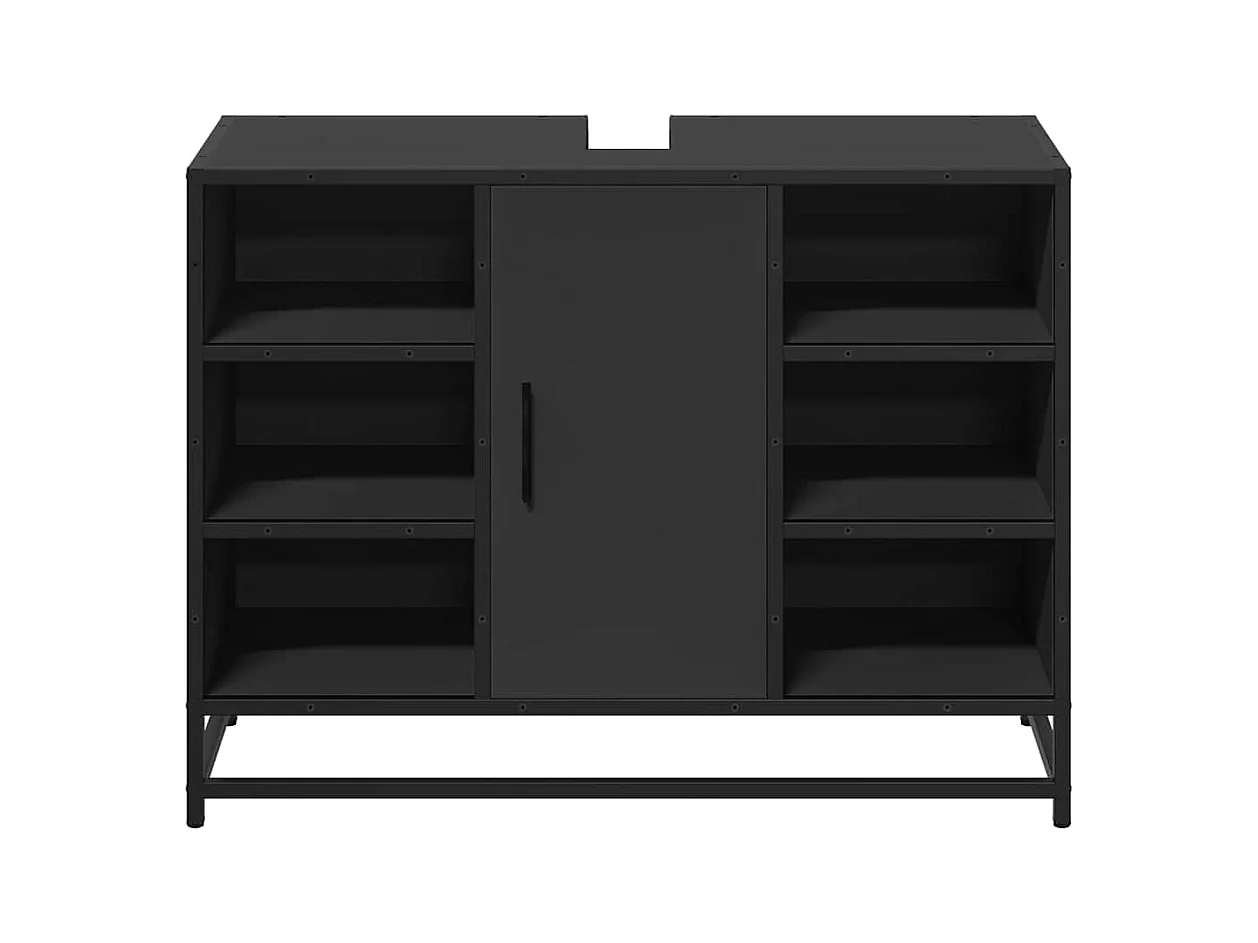 Mueble de baño negro con lavabo de 80x33x60cm de madera de ingeniería