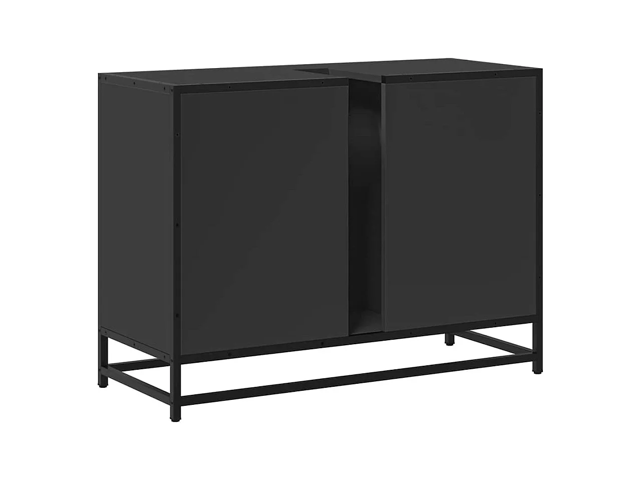 Mueble de baño negro con lavabo de 80x33x60cm de madera de ingeniería